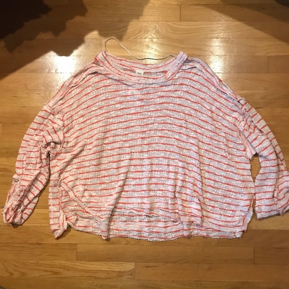 Free People NEW Striped Sweater Oversized Red Stripes Loose Knit Medium - Picture 2 of 8